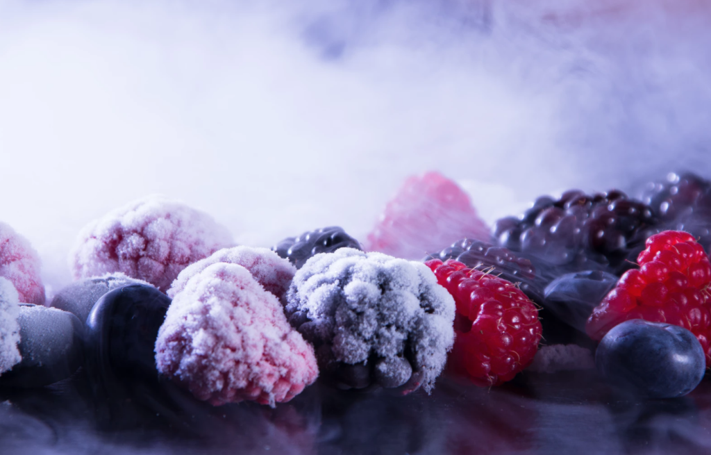frozen blackberries, blueberries and raspberries.
