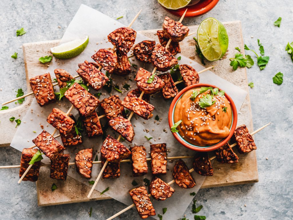4 healthy habits to add to your daily routine | fermented foods | tempeh skewers