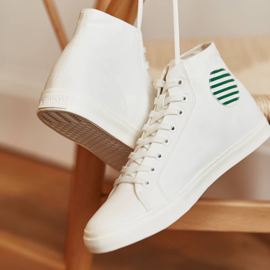 high-top recycled canvas white trainers 