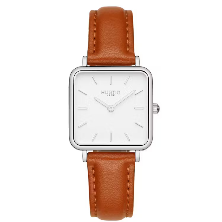 Tanned vegan leather strap and watch