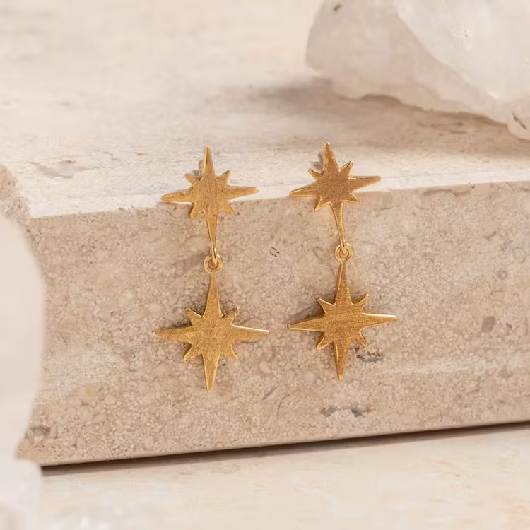 Gold North Star Earrings