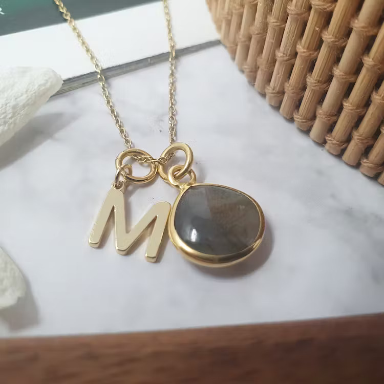 Gold initial pendant necklace