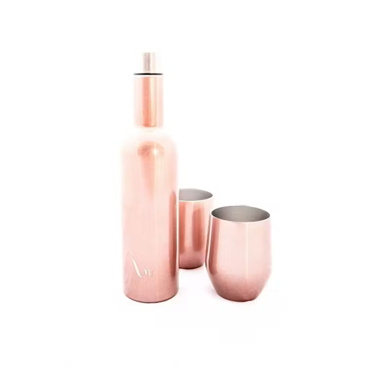 Rose Gold Insulated Bottle and Cups